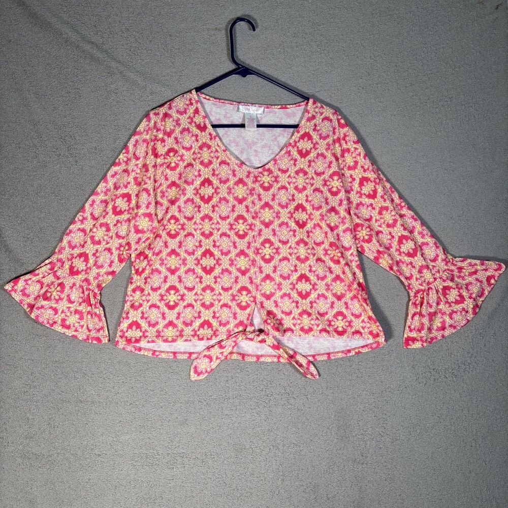 Stella Parker Collection Tie Knot Bell‎ Sleeves Women’s Size L Boho Resort Wear